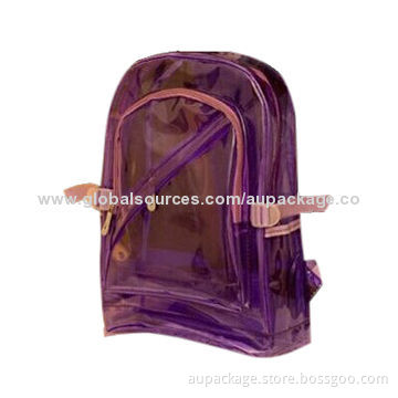 Clear PVC Backpack Bag, Fashionable Design, Customized Sizes, Materials and Shapes Accepted